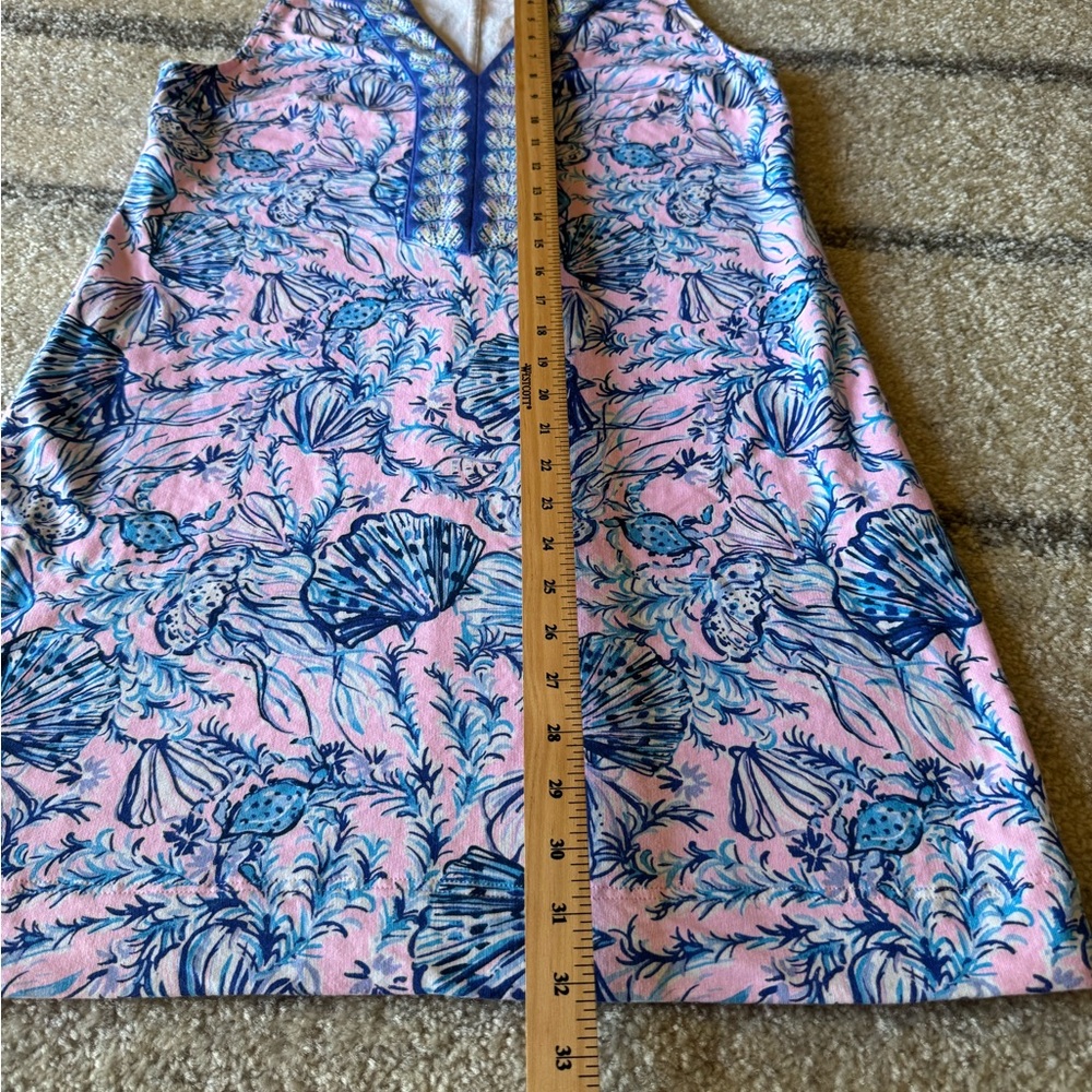Lilly Pulitzer Sleeveless Pink & Blue Printed V-Neck Dress - Picture 11 of 12